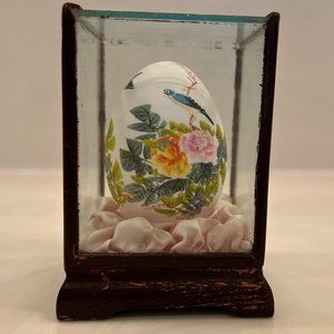 Vintage Hand Painted on real Egg in Case